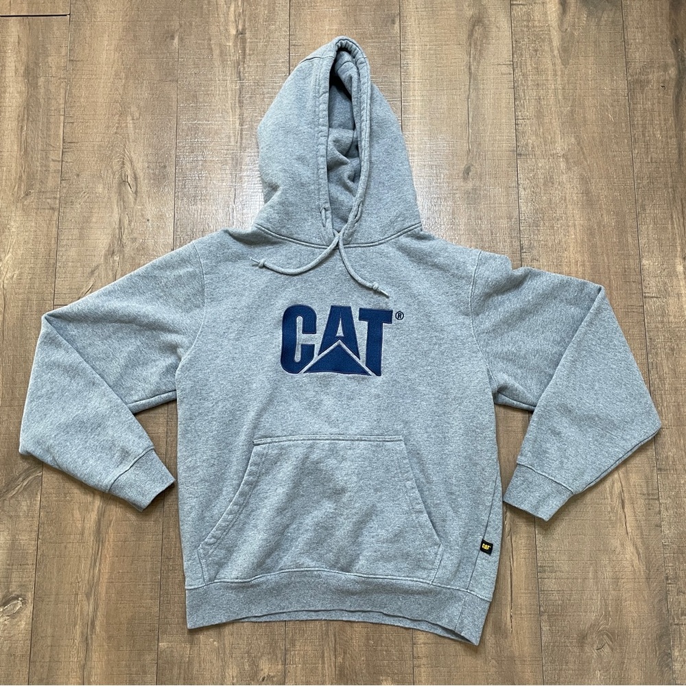 CAT Caterpillar Embroidered Heavyweight Logo Pullover Hoodie Sweater Size Medium